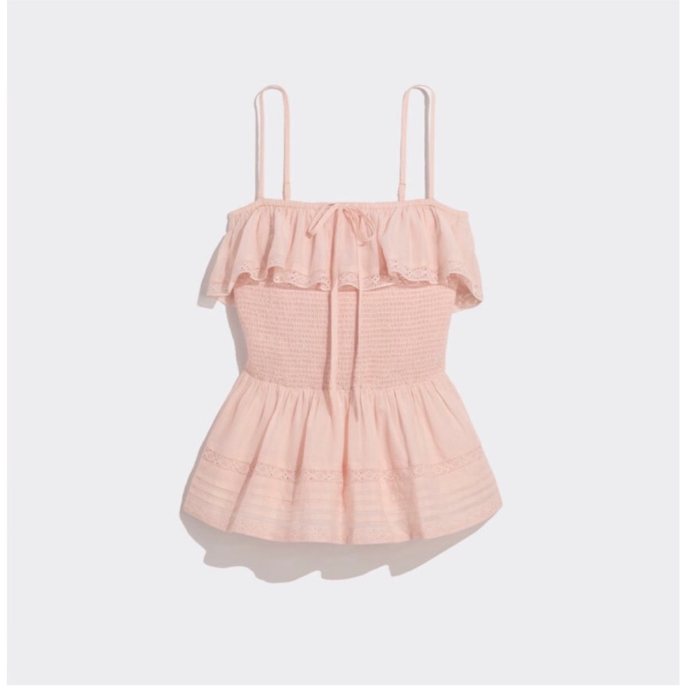 NWT Vineyard Vines Light Pink Textured Smocked Light Pink Baby Pink Top
